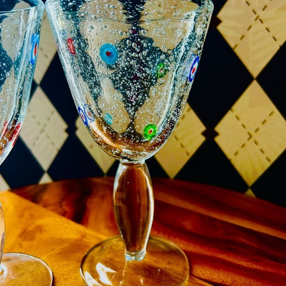 Millefiori Bubble Murano Style Margarita Cocktail Glasses - Set of Two - Picture 12 of 13